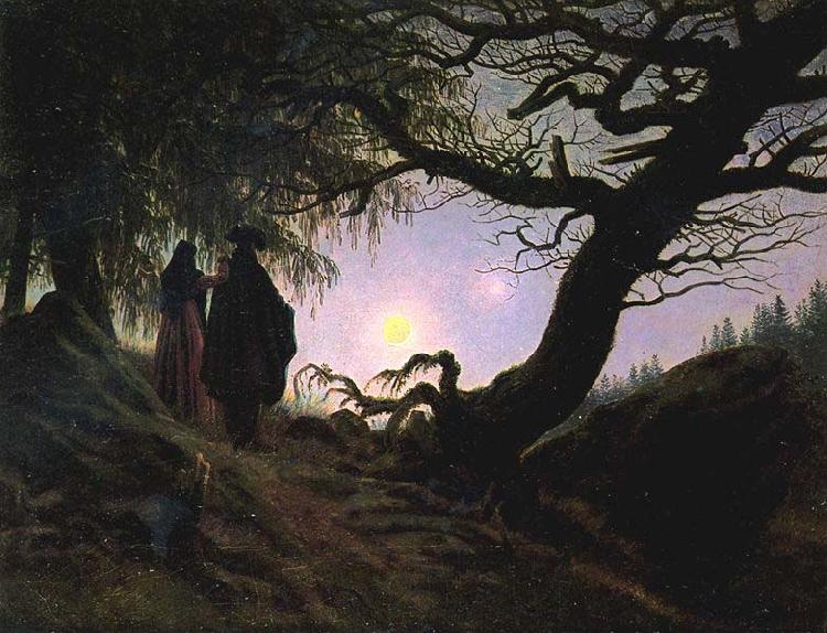 Caspar David Friedrich Man and Woman Contemplating the Moon France oil painting art